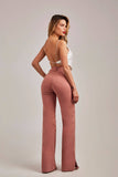 Calça Jeans Modeladora Wide Leg com Fenda Rosê