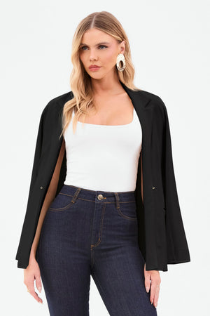 Blazer Estilo Alfaiataria Comfort Office Preto