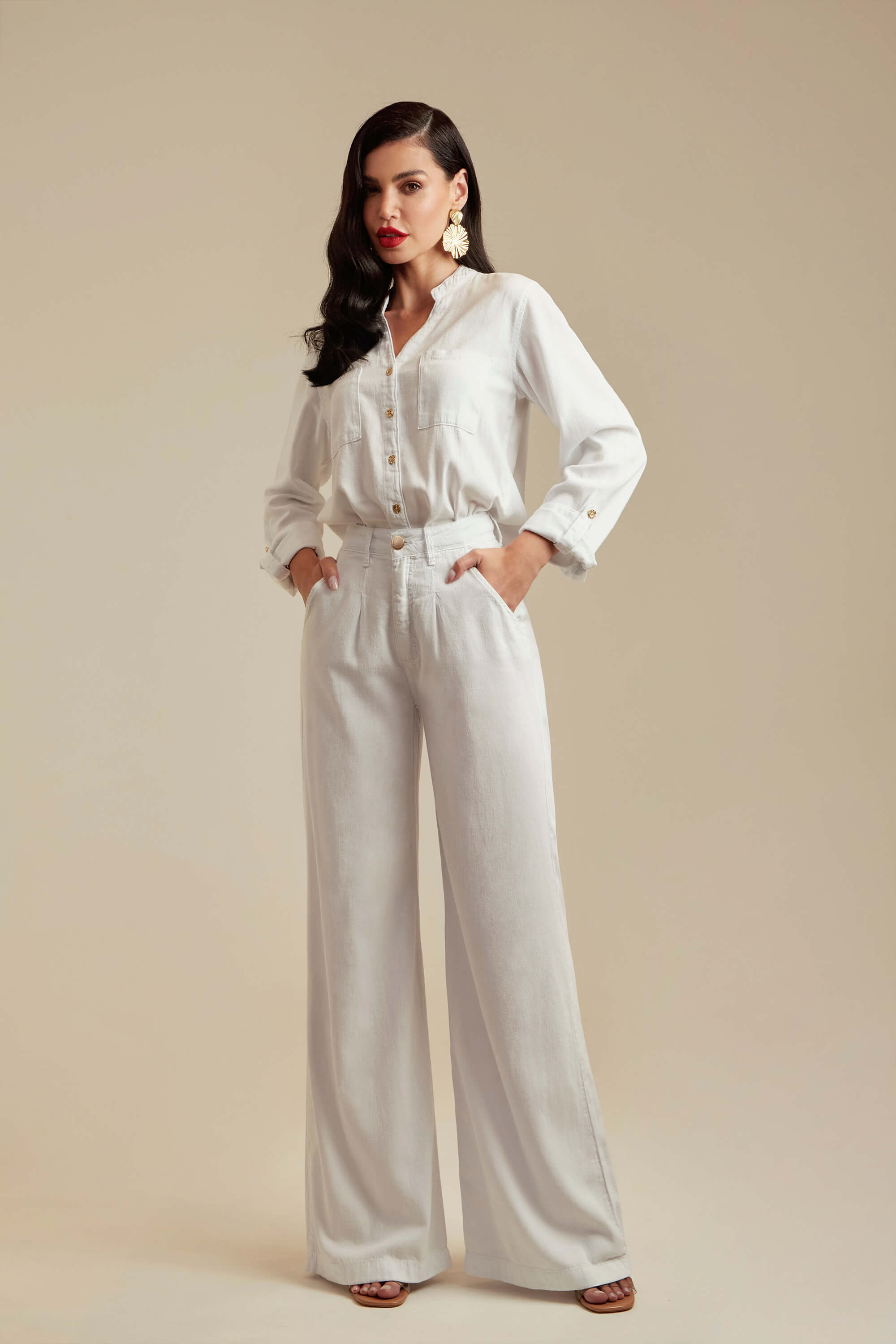 Pantalona Linho Pantalona Com Salto Plus Size Calça Pantalona