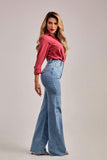 Calça Jeans Modeladora Basic Wide Leg Cós Super Alto
