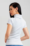 Blusa Canelada Premium Gola Alta Branca