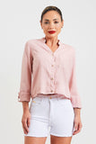 Camisa Cropped Jeans Encantadora Rosa