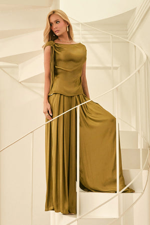 Calça Pantalona Acetinada Essence Verde