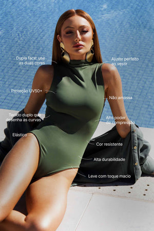 Body Premium Dupla Face Preto com Verde