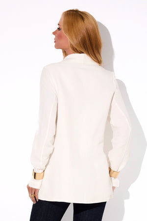 Blazer Feminino com Viscose e Linho Essence Off White
