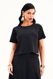 Blusa Ampla Manga Curta Comfort Office Preta