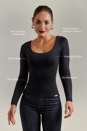 Blusa Premium Curve Manga Longa Preta