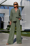 Calça Pantalona de Linho Térmico Dunas Verde Militar