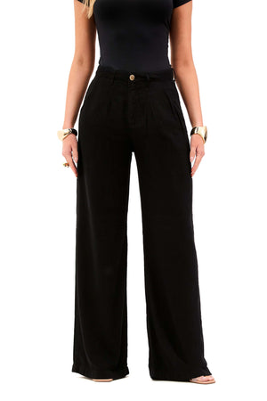 Calça Pantalona de Linho Térmico Dunas Preta