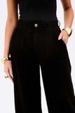 Calça Pantalona de Linho Térmico Estilo Alfaiataria Dunas Preta