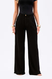 Calça Pantalona de Linho Térmico Estilo Alfaiataria Dunas Preta