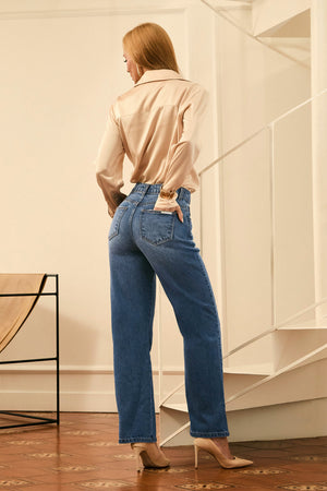 Calça Jeans Reta Clássica Cintura Alta