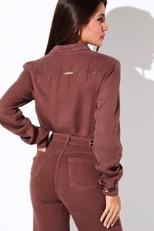 Camisa Feminina de Liocel Aura Coffee