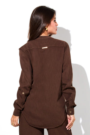 Camisa Feminina de Linho Dunas Coffee