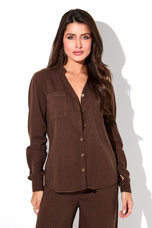 Camisa Feminina de Linho Dunas Coffee