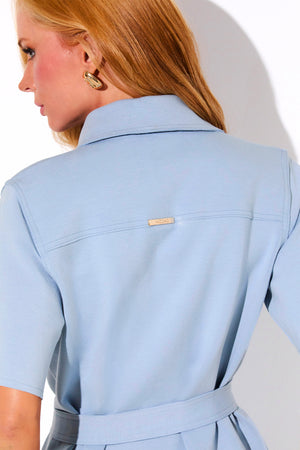 Camisa Manga Curta Comfort Office Azul Claro