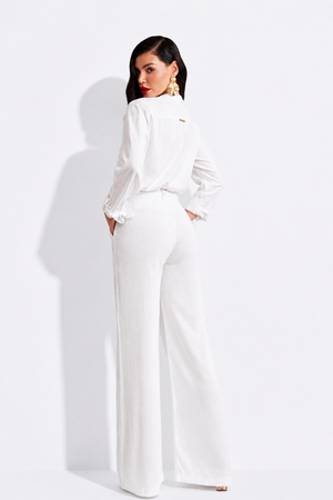 Calça Pantalona de Linho Dunas Branca