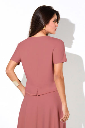 Blusa Ampla Manga Curta Comfort Office Rosé