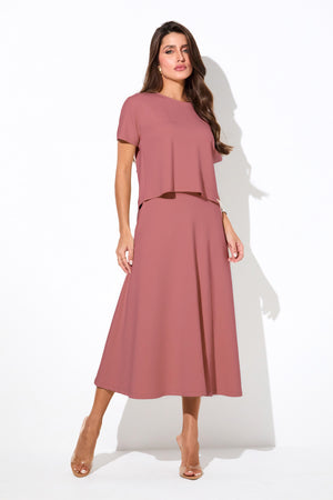 Blusa Ampla Manga Curta Comfort Office Rosé