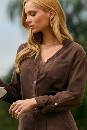 Camisa Feminina de Linho Dunas Coffee