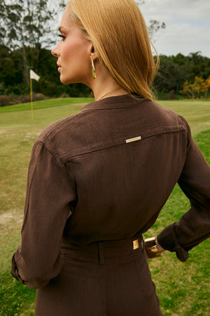 Camisa Feminina de Linho Dunas Coffee
