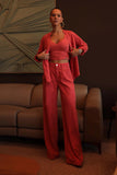 Calça Pantalona de Linho Dunas Vermelha Vibrante