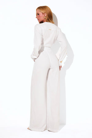 Calça Pantalona de Linho Dunas Branca