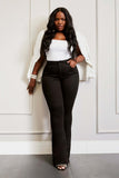 Calça Jeans Modeladora Flare Cós Médio Preto Intenso