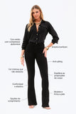 Calça Jeans Modeladora Flare Cós Médio Preto Intenso