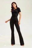 Calça Jeans Modeladora Flare Cós Médio Preto Intenso