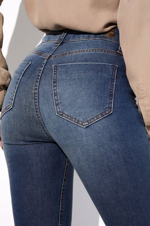 Calça Jeans Skinny Modeladora Inesquecível Cintura Média