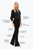 Calça Jeans Mega Bumbum Flare Cós Médio Preto Intenso