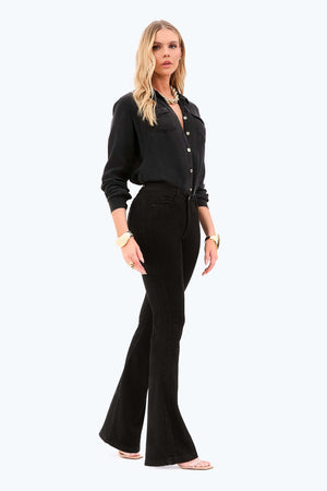 Calça Jeans Mega Bumbum Flare Preto Intenso Cós Médio