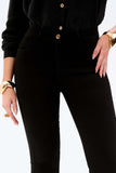 Calça Jeans Mega Bumbum Flare Cós Médio Preto Intenso