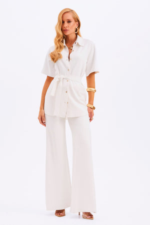 Camisa Manga Curta Comfort Office Off White