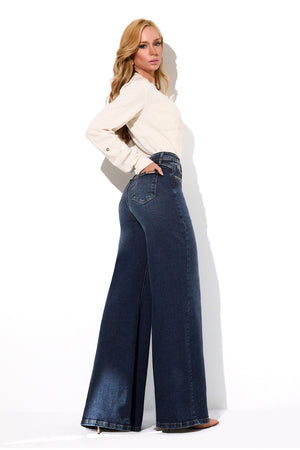 Calça Jeans Pantalona Modeladora Essencial Cintura Alta