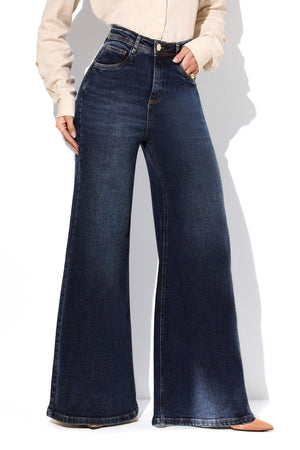 Calça Jeans Pantalona Modeladora Essencial Cintura Alta