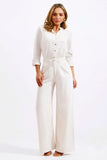 Calça Pantalona de Linho Térmico Estilo Alfaiataria Dunas Areia