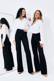 Calça Jeans Modeladora Wide Leg Preto Intenso Cós Super Alto