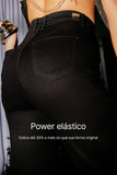 Calça Jeans Modeladora Wide Leg Preto Intenso Cós Super Alto