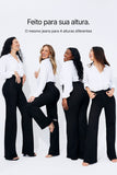 Calça Jeans Modeladora Wide Leg Preto Intenso Cós Super Alto