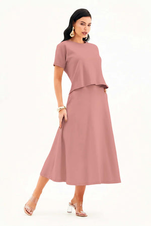 Blusa Ampla Manga Curta Comfort Office Rosé