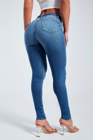 Calça Jeans Skinny Modeladora Apaixonante Cintura Alta
