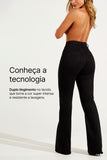 Calça Jeans Modeladora Wide Leg Preto Intenso Cós Super Alto