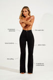 Calça Jeans Modeladora Wide Leg Preto Intenso Cós Super Alto