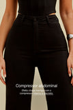 Calça Jeans Modeladora Wide Leg Preto Intenso Cós Super Alto