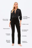 Calça Jeans Modeladora Reta Preto Intenso Cós Médio