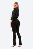 Calça Jeans Modeladora Reta Preto Intenso Cós Médio