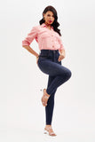 Calça Jeans Modeladora Revolucionária Skinny Escura Cós Super Alto