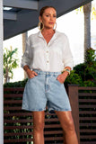 Shorts Jeans Modelador Basic Claro Cós Super Alto